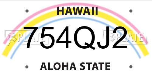 754QJ2 Hawaii License Plate