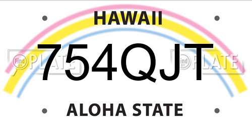 754QJT Hawaii License Plate