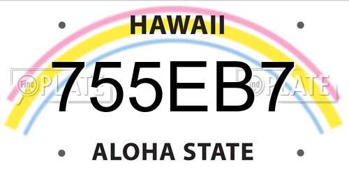 755EB7 Hawaii License Plate