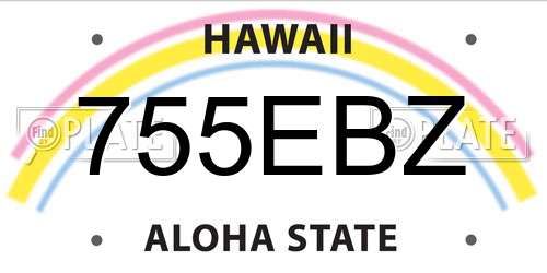 755EBZ Hawaii License Plate
