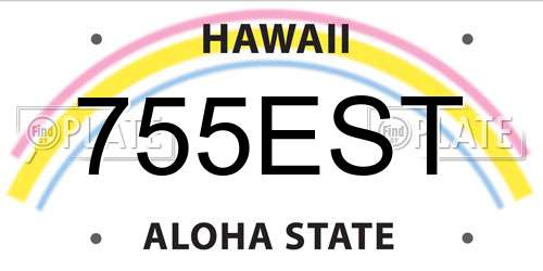 755EST Hawaii License Plate