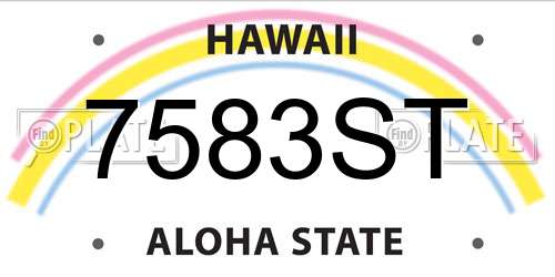 7583ST Hawaii License Plate