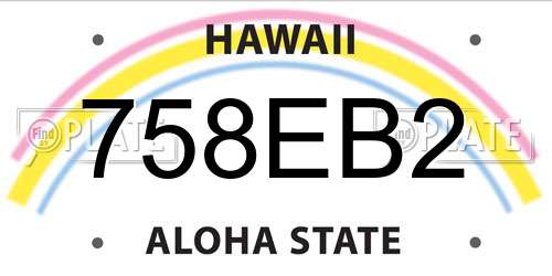 758EB2 Hawaii License Plate