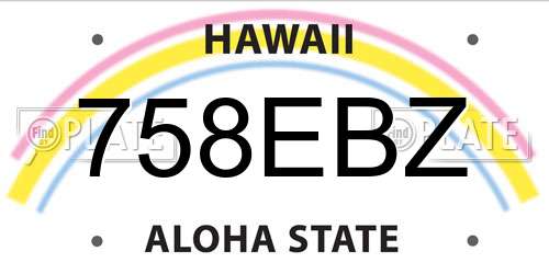 758EBZ Hawaii License Plate