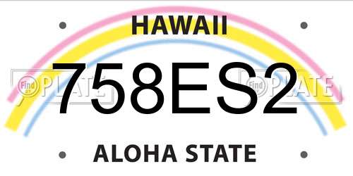 758ES2 Hawaii License Plate