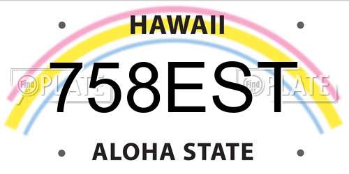 758EST Hawaii License Plate