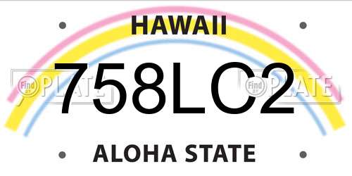 758LC2 Hawaii License Plate