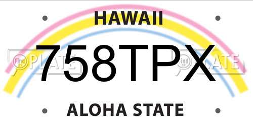 758TPX Hawaii License Plate