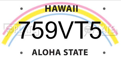 759VT5 Hawaii License Plate