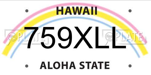 759XLL Hawaii License Plate