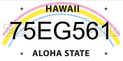 75EG561 Hawaii License Plate