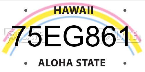 75EG861 Hawaii License Plate