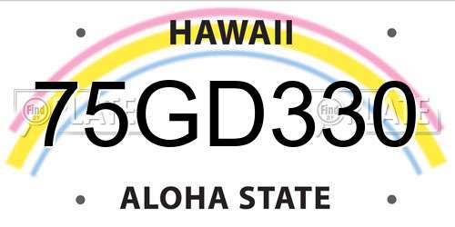 75GD330 Hawaii License Plate