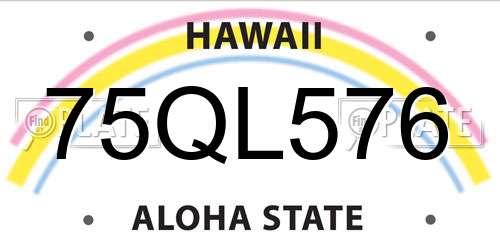 75QL576 Hawaii License Plate