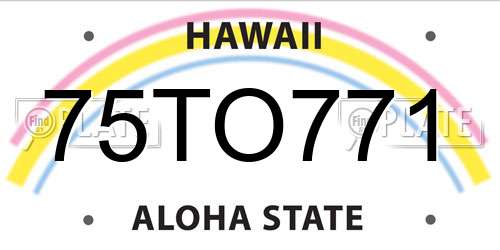 75TO771 Hawaii License Plate