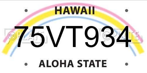 75VT934 Hawaii License Plate