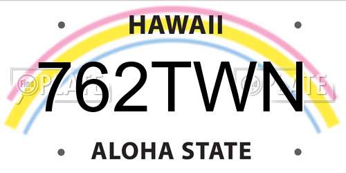 762TWN Hawaii License Plate