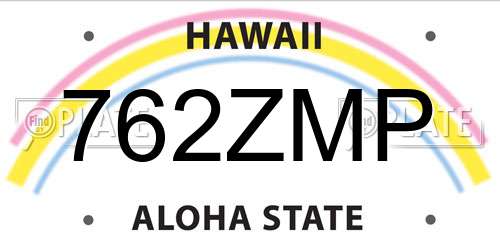 762ZMP Hawaii License Plate