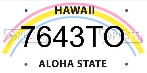 7643TO Hawaii License Plate