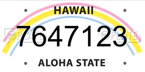 7647123 Hawaii License Plate