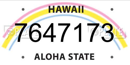 7647173 Hawaii License Plate
