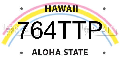 764TTP Hawaii License Plate