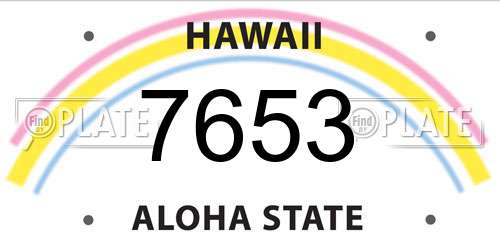 7653 Hawaii License Plate