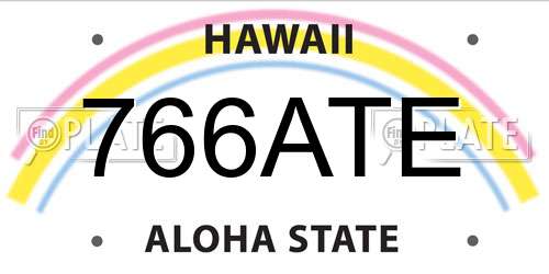 766ATE Hawaii License Plate