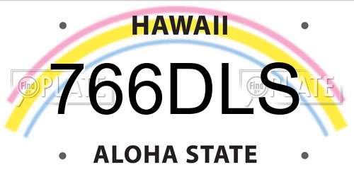 766DLS Hawaii License Plate
