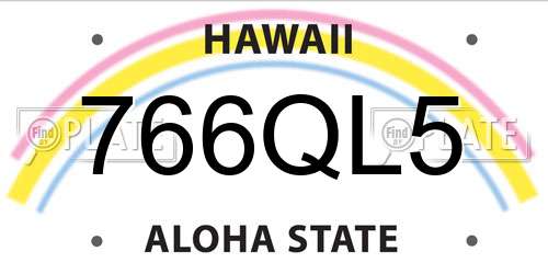 766QL5 Hawaii License Plate