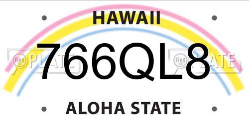 766QL8 Hawaii License Plate