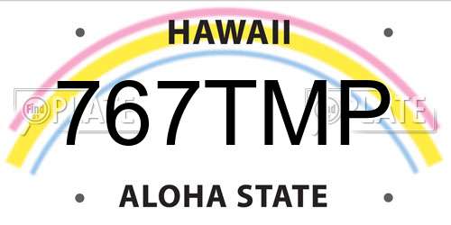 767TMP Hawaii License Plate