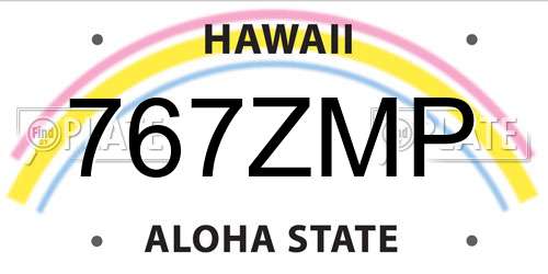 767ZMP Hawaii License Plate