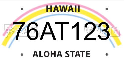76AT123 Hawaii License Plate