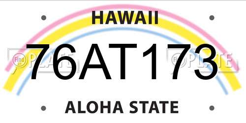 76AT173 Hawaii License Plate