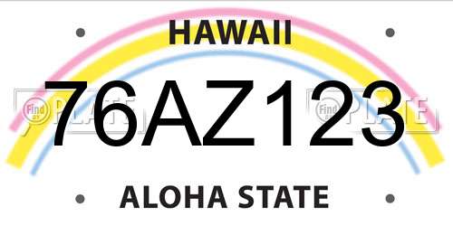 76AZ123 Hawaii License Plate