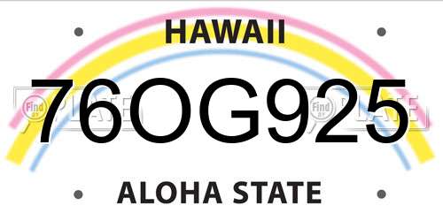 76OG925 Hawaii License Plate