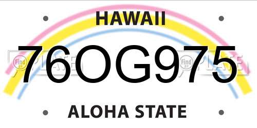76OG975 Hawaii License Plate