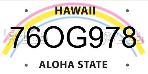 76OG978 Hawaii License Plate