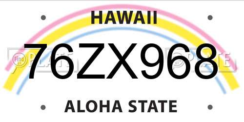 76ZX968 Hawaii License Plate