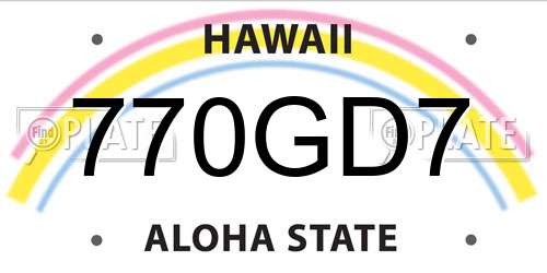 770GD7 Hawaii License Plate