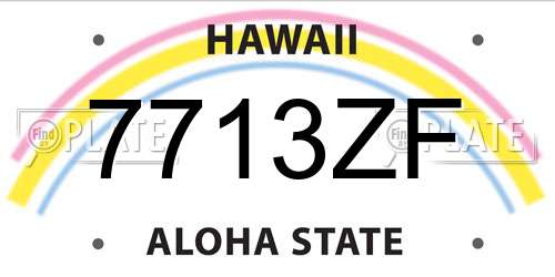 7713ZF Hawaii License Plate
