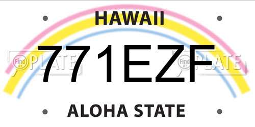 771EZF Hawaii License Plate