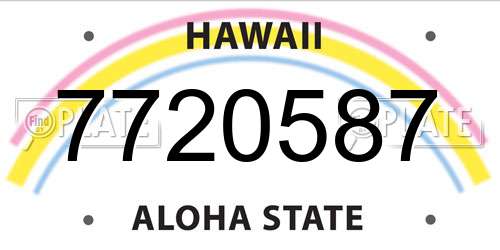 7720587 Hawaii License Plate