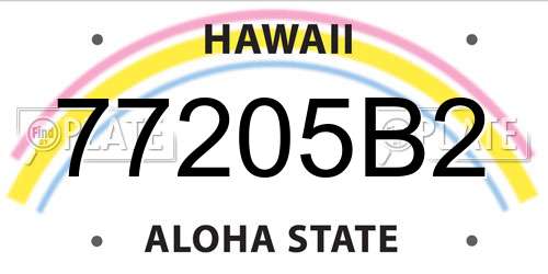 77205B2 Hawaii License Plate