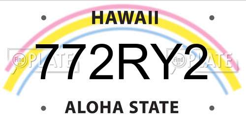 772RY2 Hawaii License Plate