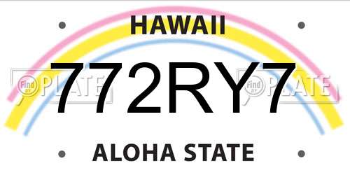 772RY7 Hawaii License Plate
