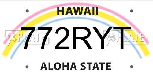 772RYT Hawaii License Plate