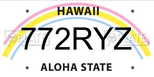 772RYZ Hawaii License Plate