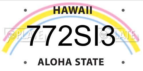 772SI3 Hawaii License Plate
